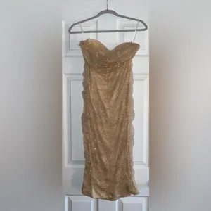 Hello Molly Magical Connection Midi Dress in Gold Size 8 New with tags thumbnail 14