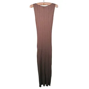 Abercrombie & Fitch Sleeveless Ribbed Knit Maxi Dress M Tan Minimal Old Money thumbnail 4