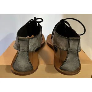 Boho Sorel Summer Boot Distressed Black Leather Lace Up Cage Sandals Size 9 thumbnail 5