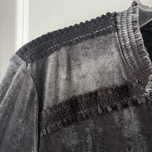 Kate & Sam Whimsygoth Dress Velvet Grey Large Tiered Dress Witchy Boho Stretch thumbnail 3