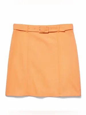 LOFT Peach Belted Mini Skirt thumbnail 2