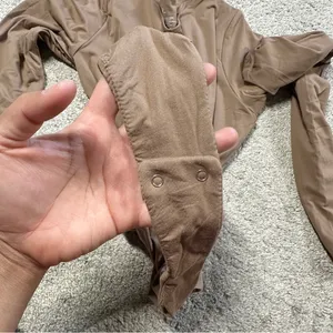 Pumiey Brown Crew Neck Long Sleeve Bodysuit Second-skin Feel Tops in Latte S thumbnail 10