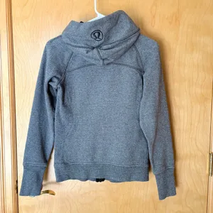 Lululemon Scuba Full Zip Hoodie Womens 4‎ Heathered Grey Fleece Thumbholes thumbnail 2