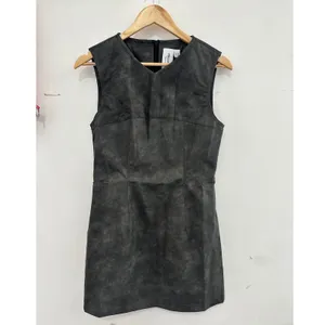 Collusion Asos Faux Leather‎ Mini Dress Grey Washed Sleeveless Shift US 6 Party thumbnail 2