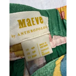 Maeve Anthropologie Wide Leg Pants 0P Multicolor Rhiannon Satin Cropped Flare thumbnail 2