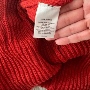Signature Studio Women’s Red Hooded Open Front Knit Cardigan Sweater Pockets L thumbnail 5