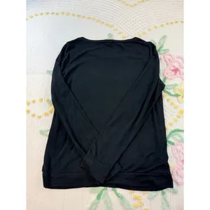 Victoria's Secret‎ Angel Long Sleeve Top Black Gold Embroidered Logo Crew Neck thumbnail 2