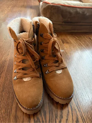 Blondo Chestnut Suede Lace-Up Shearling-Trim Boots thumbnail 3
