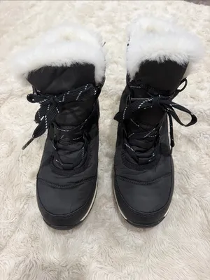 Sorel Whitney short lace-up winter boots in black and white Woman’s size 7.5 thumbnail 2