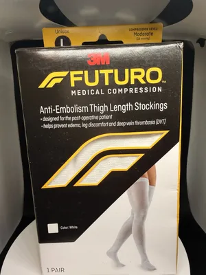 3M Futuro Anti-Embolism Thigh Length Stockings Unisex Large White Moderate Compr thumbnail 2