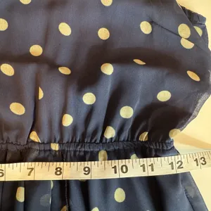 Akira Chicago Polka Dot Chiffon Hi-Lo Dress S Navy Sleeveless Nautical Old Money thumbnail 10