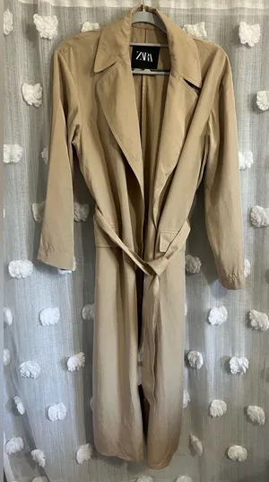 Zara Women's Beige Long Trench Coat thumbnail 1