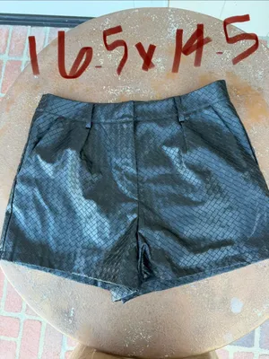 Zara black faux leather crocodile mini shorts Size XL #leather #biker thumbnail 5