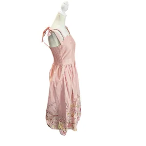 Joie Pink Floral Tie Strap Midi Dress Cottagecore Prairie L thumbnail 3