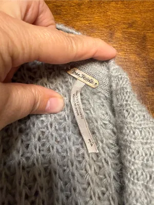 FREE PEOPLE Sz Small WEEKEND ESCAPE OPEN FRONT CARDIGAN SWEATER HEATHER GREY thumbnail 5