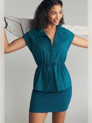 Anthropologie Sundry Sporty Twofer Mini Dress Size: Medium in Kayaking Green thumbnail 1