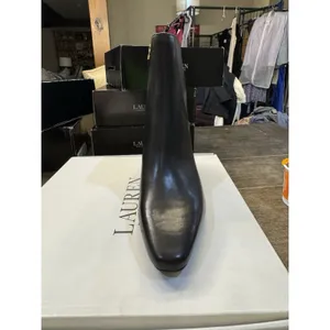 $160 RALPH LAUREN WILLA Black LEATHER ANKLE SOFT HEEL BOOTS Size 7 thumbnail 3