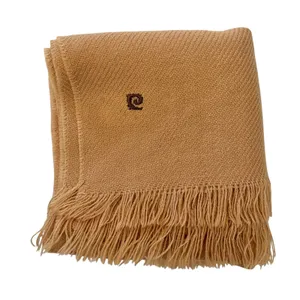 Vintage Pierre Cardin Embroidered Logo Camel Orlon Acrylic Fringe Muffler Scarf thumbnail 6