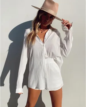 Princess Polly White Button-Down and Short Chloe Set thumbnail 3