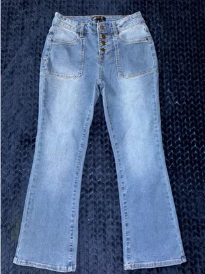 Daily Thread Women's Flare Jeans Front Pockets Button Fly Light Wash Denim Sz 4‎ thumbnail 1