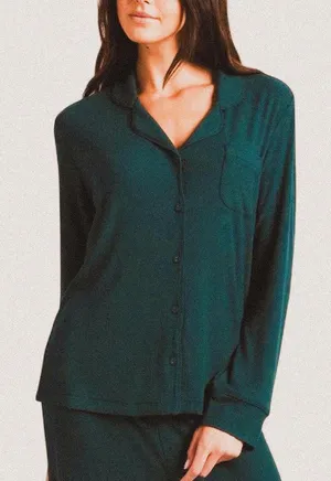 Skims Sleep Long Pajama Button Down Top – Spruce Green (Size L) NEW 🌿✨ thumbnail 1