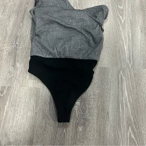 Revolve Lovers + Friends Silver Shimmer One Shoulder Bodysuit Size S thumbnail 4