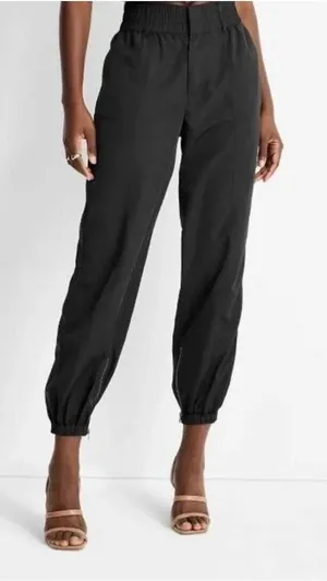 Future Collective Kahlana Barfield Brown Black Track Pants Zipper Cuff XS thumbnail 1