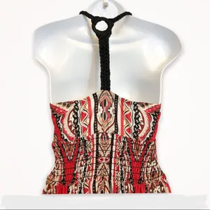 Takara Long Maxi cottagecore Dress w/ beautiful braided straps y2k geometric thumbnail 3