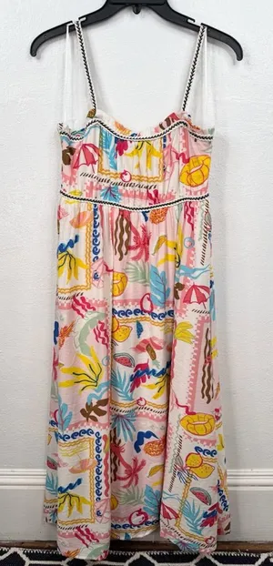 Blu Pepper Maxi Sundress Womens Size M Tropical Beach Summer Print Smocked Back thumbnail 1