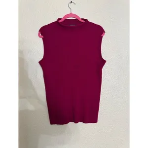Lafayette 148 New York Sleeveless Mock Neck Ribbed Tank in fuchsia Pink size XL thumbnail 6