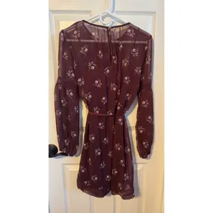 Abercrombie‎ & Fitch Floral Long Sleeve Mini Dress NWT Maroon Boho Peasant Style thumbnail 7