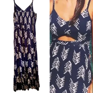 Aerie Maxi Dress Navy Blue Spaghetti Strap V-Neck Cutout Front Stretch Small thumbnail 11