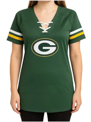 NFL Team Apparel Jersey Top Small Green Bay Packers Lace Up Tunic HiLo Sporty thumbnail 1