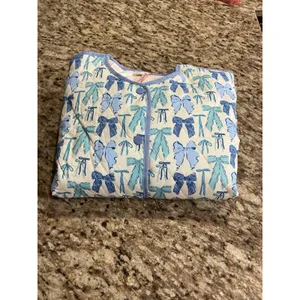 Entro J24661 Blue Bow Print Quilted Jacket Womens Size S Cotton Coquette NWT thumbnail 9