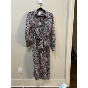 $395 Cinq A Sept Women's Blue Multi Quin Floral Print Long Sleeve Dress‎ Size 2 thumbnail 3