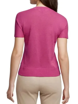 NWT Banana Republic Women's Size S Short Sleeve Pink Sweater Top Linen & Rayon thumbnail 2