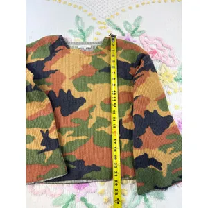 Madewell Merino Wool Camo Bell Sleeve Sweater Womens Small Green‎ Orange G2348 thumbnail 3