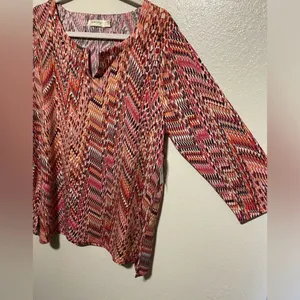 NWT Faded Glory Coral Pink Top | Long Sleeve Stretch Blouse | XL Casual Chic thumbnail 3