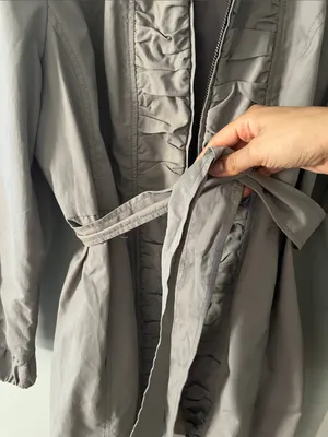 INC International Concepts Taupe Ruffle-Front Trench Coat with Hood thumbnail 5