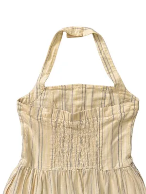 Universal Threads Halter Drop Waist Stripe Linen Blend Mini Sundress Yellow Sz M thumbnail 7
