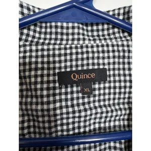 Quince 100% Linen Shirt Womens XL Black White Gingham Excellent Short Sleeve Top thumbnail 2
