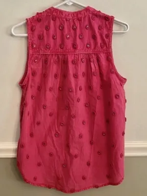 Anthropologie Pilcro and the Letterpress Adira Button Down Pink Beaded Top Small thumbnail 2