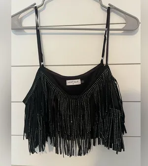 Vestique Black Fringe Top thumbnail 1