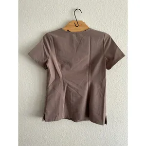 Mandala Scrub Top XS Brown Notch Neck Short Sleeve Equa-Tek Tech thumbnail 2