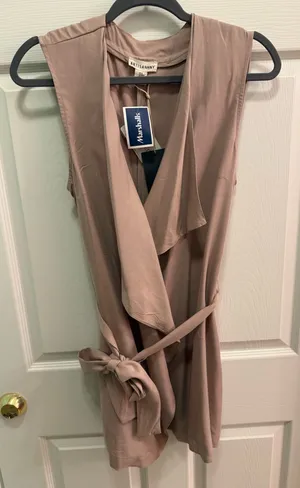 Sleeveless Tan Wrap Cardigan thumbnail 1