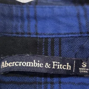 Women's Abercrombie & Fitch Blue Plaid Tie Front Flannel Shirt Dress Size Small thumbnail 2
