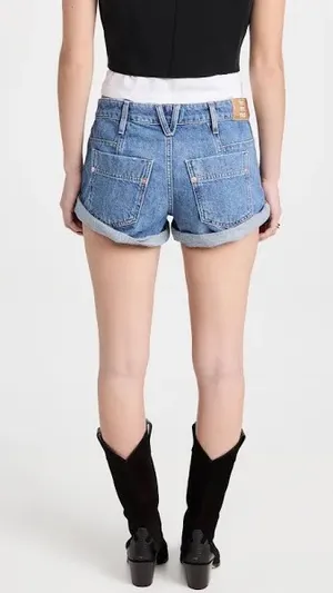 NWT Free People Beginner's Luck Slouchy Roll Cuff Denim Shorts. Size 28 thumbnail 7