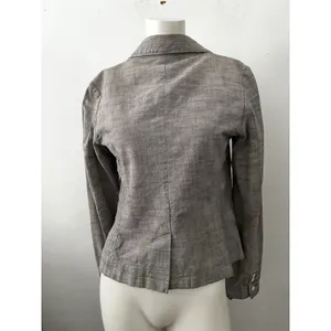 Eddie Bauer Womens Blazer 4 Light Gray Cotton Career Preppy Academic Earthy thumbnail 3