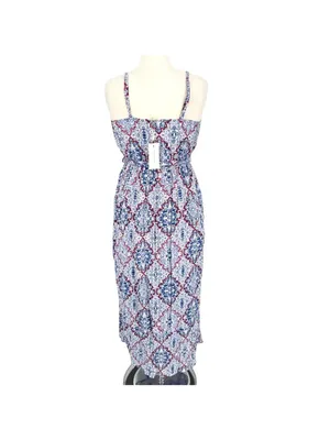 Sim & Sam Printed Summer Maxi Dress Blue Size Small NWT Boho Resortwear thumbnail 7