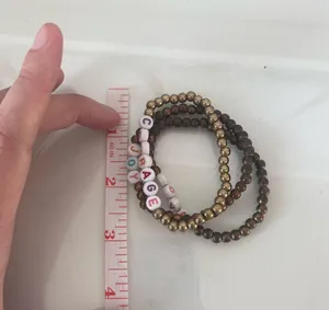 Set of 3 Gold Lettered Beaded Bracelets – Joy, Courage, Love thumbnail 5